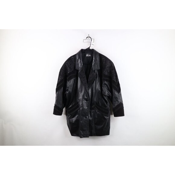 Vintage 90s Streetwear Gothic Womens Petite Small Distressed Leather Jacket - Picture 1 of 16